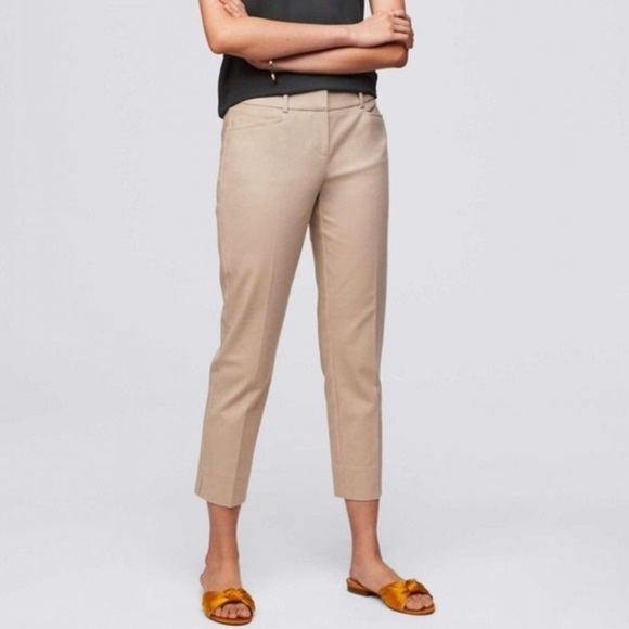 LOFT The Riviera Tan Straight Leg Ankle Career Office Trouser Pants - Picture 1 of 12